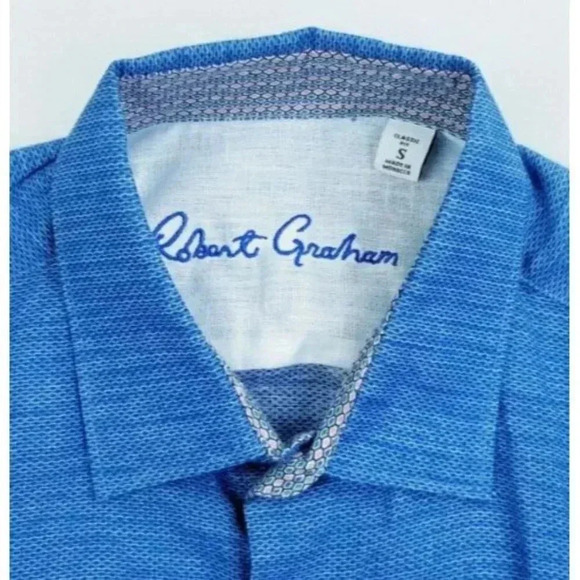 Robert Graham Size Small Classic Mens Linen Blend Brixton Embroidered Logo Shirt - Picture 3 of 10